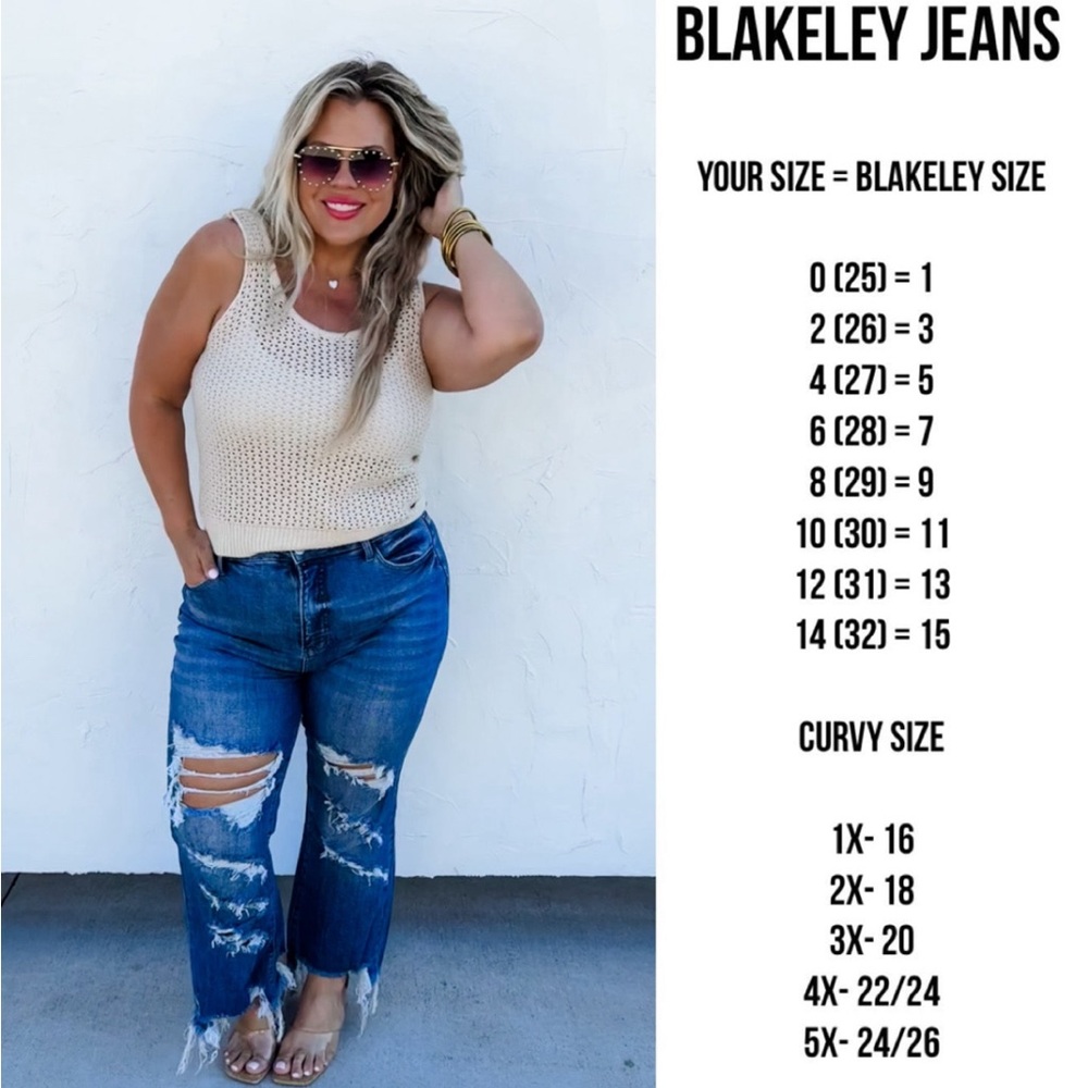Plus Size BLAKELEY Cropped Light Wash Urban Destructed Jeans 4X NWT